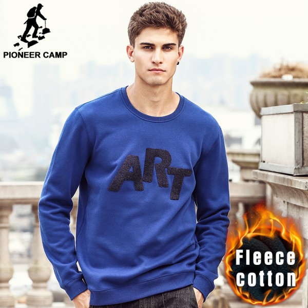 Pioneer Camp Autumn Winter thick fleece hoodies men brand clothing top quality New 100% cotton male Casual Sweatshirt 677081