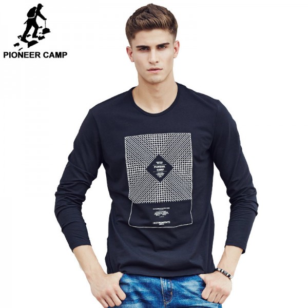 Pioneer Camp Mens T Shirts Fashion 2017 Brand-Clothing Long Sleeve T-Shirt male Fitness Casual Clothing Street Printed 699034