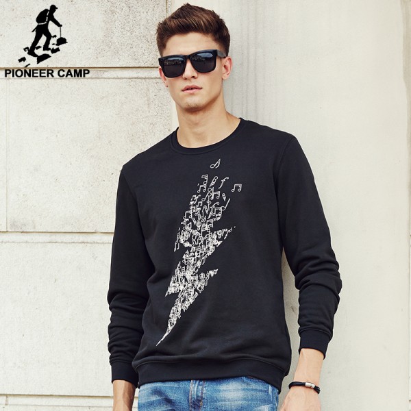 Pioneer Camp New Arrival Mens Hoodie Sweatshirt High quality Fashion lightning Print Pullover Hoodies Male wear 622164