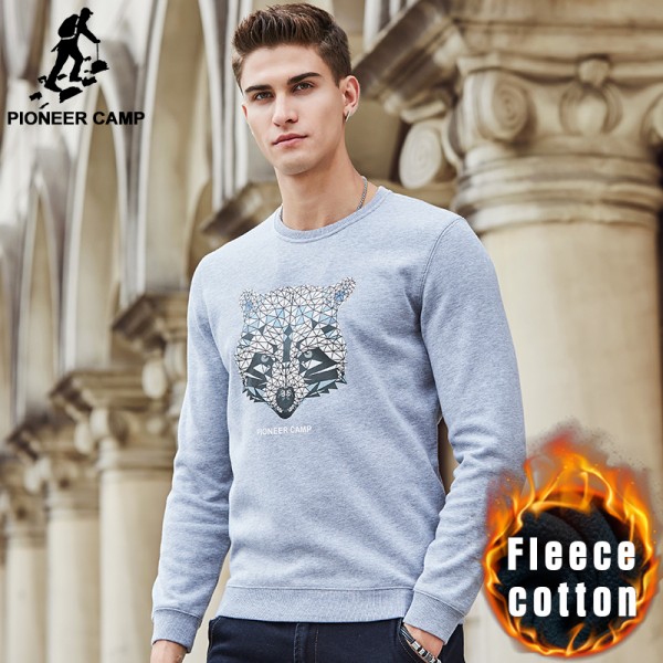 Pioneer Camp autumn winter fleece thick men hoodies sweatshirt top quality brand hoodies men casual male warm sweatshirt 677209