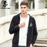 Pioneer Camp brand clothing Spring winter fleece hoodie hoodies men top quality fashion male black zipper sweatshirts 699023