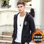 Pioneer Camp brand clothing Spring winter fleece hoodie hoodies men top quality fashion male black zipper sweatshirts 699023