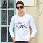 Pioneer Camp long sleeve T shirt men 2017 new fashion brand clothing high quality comfort cotton elastic casual male t-shirt