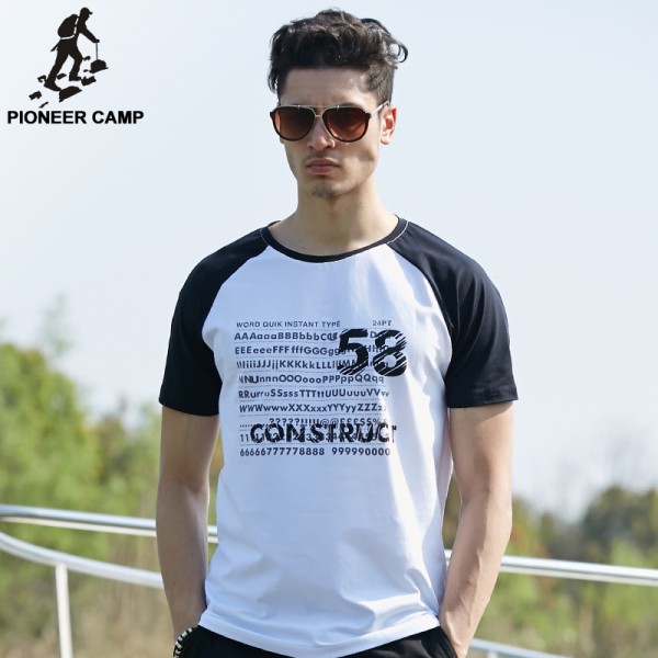 Pioneer Camp mens t shirt cape sleeves thin youth letters printed t-shirt fitness casual tshirt brand mens clothing 677026