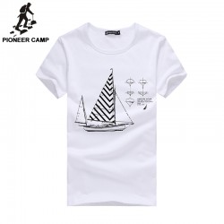 Pioneer Camp.2017 Summer New Fashion Mens T-Shirt Shorts100% Cotton Print Loose Fitness T Shirts Brand Mens Clothing 677100