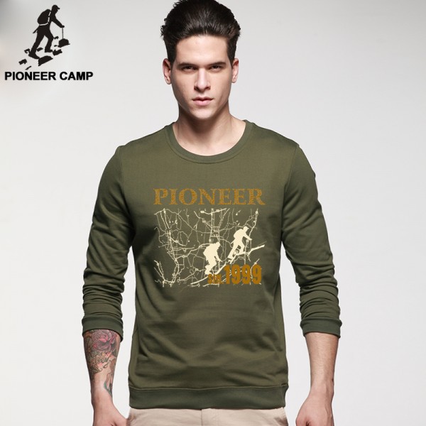 Pioneer Camp.Free shipping!2017 spring new mens hoodies100%cotton casual hoodies mens hoodies and sweatshirts fitness o-neck