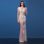 Plus Size 10 Color Lace Long Dress Nightclub Dresses Clairvoyant Women Slim Fish Tail Sexy Long Train V-Neck Design Party Wear