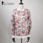 Plus Size 3XL Spring Autumn Fashion Baseball Floral Jacket Women Ditsy Print Zipper Varsity Outwear jaqueta femininas C55302
