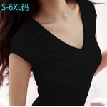 Plus Size 5XL 6XL Female Summer Style Short Sleeve T-shirts For Women Round V-Neck T Shirt Women Crop Tops Woman Clothes Fashion