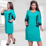 Plus Size 6XL Women Clothing New O Neck Lace Patchwork Color Block Big Size Shift Dress Autumn Winter Casual Bodycon Dress