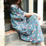 Plus Size Floral Women Dress 2016 Summer Long Dress Betwing Sleeve Cotton Linen Maxi Dress Back Slit Vestidos Robes Longues Ete