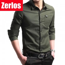 Plus Size M-4XL spring summer men's Oxford cotton long-sleeved shirt Slim fit military uniform style men Casual shirts