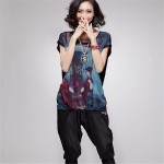 Plus Size New Arrival Fashion 2017 Summer T-shirt Female Retro Printed Loose Short-sleeved Shirt Silm Women Casual Top 668J 20