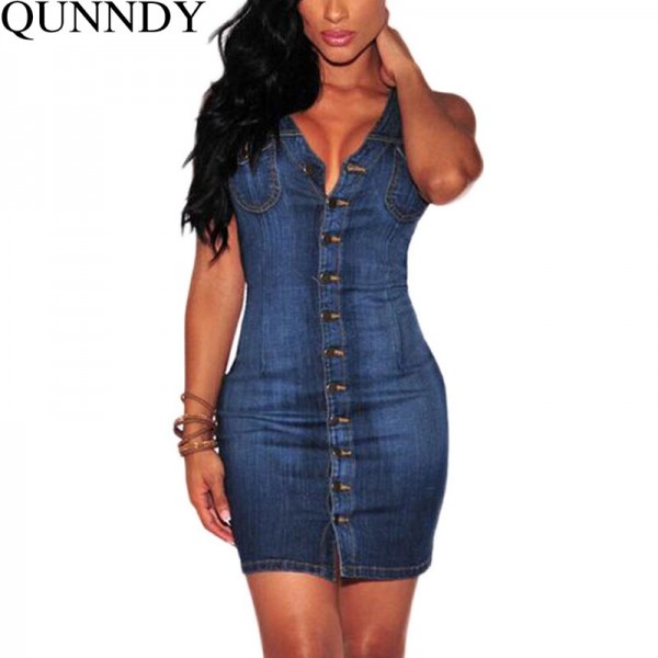 Plus Size Women Clothing 2016 Denim Dress Vintage Summer Sleeveless Slim Sexy Bodycon Casual Jeans Party Club Dresses Vestidos