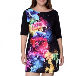 Plus Size Women Clothing 2017 Summer Dress Big Size 6XL Women Dress Print 5XL Dress Black Casual Mini 4XL Dress Vestidos