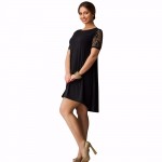 Plus Size Women Clothing New Elegant Women Dress 2016 Lace Sleeve Mini Summer Dress A-Line Black Loose Casual Dress Vestidos