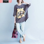 Plus Size Women T-Shirt Soft Cotton Kawaii Bear Summer Tops&Tees Female Casual Fashion O-Neck Basic Big Size Black Loose T-Shirt