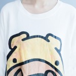 Plus Size Women T-Shirt Soft Cotton Kawaii Bear Summer Tops&Tees Female Casual Fashion O-Neck Basic Big Size Black Loose T-Shirt