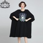 Plus Size Women T-Shirt Summer Cotton Pattern Print Oversize Tops Casual Fashion Female Tshirt Dress Batwing Sleeve Big Size 6XL