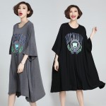 Plus Size Women T-Shirt Summer Cotton Pattern Print Oversize Tops Casual Fashion Female Tshirt Dress Batwing Sleeve Big Size 6XL