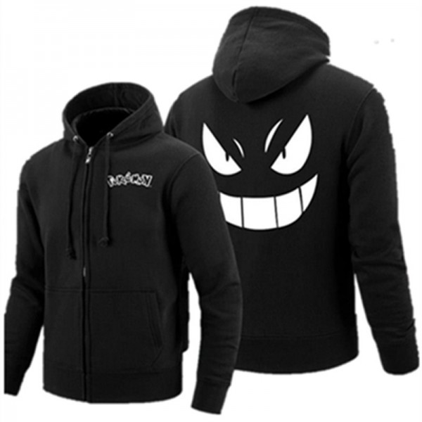 Pokemon Gengar Haunter Zipper Hoodies Pullover Pocket Monster hoodie Anime Gengar Hooded Thick Zipper Men cardigan Sweatshirts