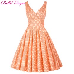 Polka Dot Dress Women Summer 2017 Plus Size 3XL Pin Up Vestidos Femininos Deep V Neck Party Robe Rockabilly Vintage 50s Dresses