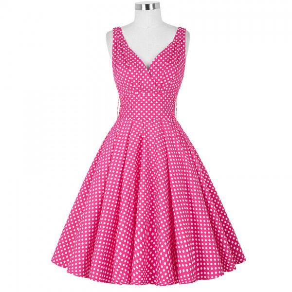 Polka Dot dress summer style deep v neck Audrey Hepburn style 1950s Retro Vintage Swing Pinup Rockabilly Dress with belt 2017