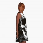 Polyester/Spandex Black Dress 3D Skull Printed 2017 Summer Women Dress O neck Vintage Knitted Dress Loose Plus Size Casual Dress