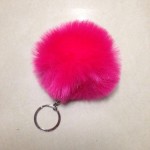 Pompon Fur Ball Key Chain For Women 8CM Faux Fur Pom Pom Keychain Silver Key ring Holder Trinket jewelry Christmas gift