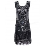 PrettyGuide Women 1920s Gatsby Sequin Art Deco Scalloped Hem Deep V Back Inspired Flapper Dress Roaring 20s