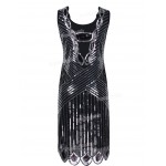 PrettyGuide Women 1920s Gatsby Sequin Art Deco Scalloped Hem Deep V Back Inspired Flapper Dress Roaring 20s