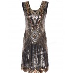 PrettyGuide Women 1920s Gatsby Sequin Art Deco Scalloped Hem Deep V Back Inspired Flapper Dress Roaring 20s