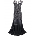 PrettyGuide Women 's 1920s Black Sequin Gatsby Floor Length Evening Party Dress Trumpet Maxi Long  Dress
