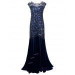 PrettyGuide Women 's 1920s Black Sequin Gatsby Floor Length Evening Party Dress Trumpet Maxi Long  Dress