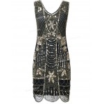 PrettyGuide Women's 1920s Gatsby Sequin Beaded Art Deco Scalloped Hem Cocktail Flapper Dress Roaring 20s Party Dress