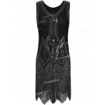 PrettyGuide Women's 1920s Vintage Beaded Fringed Inspired Black Flapper Dress Great gatsby Party Dress