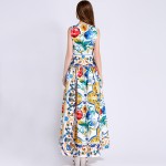 Print Dress 2017 Summer Fashion Elegant Sleeveless Blue and White Porcelain Print Slim Maxi Long Dress Women