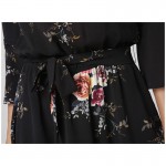 Printed off shoulder high waist slash-neck knee-length flare half sleeve asymmetrical dress 2017 new spring women dress fashion