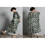 Printing cotton linen vintage dresses New spring autumn large size loose waist casual dress for female plus size 960721