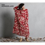 Printing cotton linen vintage dresses New spring autumn large size loose waist casual dress for female plus size 960721