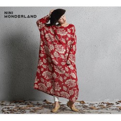 Printing cotton linen vintage dresses New spring autumn large size loose waist casual dress for female plus size 960721