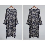 Printing cotton linen vintage dresses New spring autumn large size loose waist casual dress for female plus size 960721