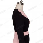 Professional Women Autumn Casual Wear To Work Elegant Colorblock Contrasting Bodycon Dresses EB348