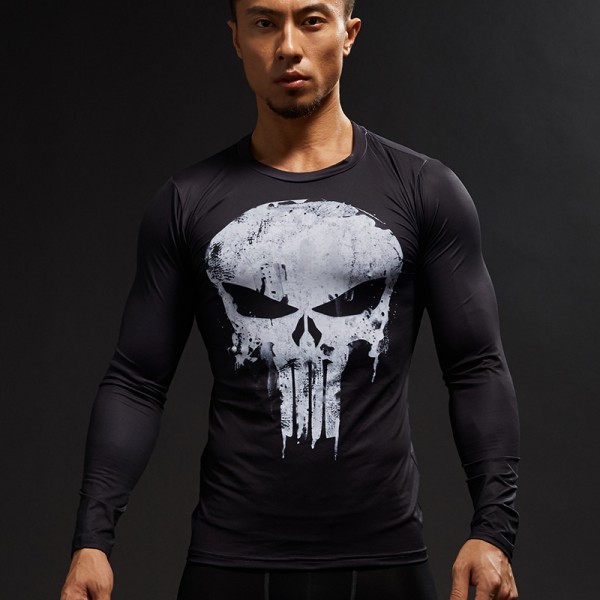 Punisher 3D Printed T-shirts Men Compression Shirts Long Sleeve Cosplay Costume crossfit fitness Clothing Tops Male Black Friday