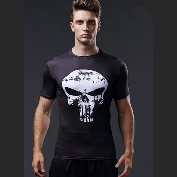 Punisher 3D Printed T-shirts Men Compression Shirts Short sleeve Cosplay Costume crossfit fitness Clothing Tops Male 