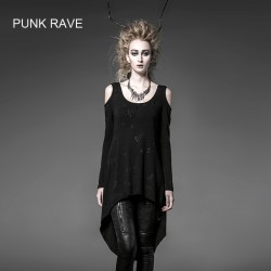 Punk Rave Gothic Summer Rock Black  Visual Kei Womens fashion Long Cardigan Tee Shirt Top free size PT025