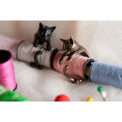 QIAMNI Handmade Cute Animal Cat Ring for Women Girls Men Christmas Kitty Tail Fashion Party Jewelry Pet Lover Gift Accessories