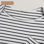 Qianxiu Brand Knee-Length Nightgown Spring Autumn Stripes Night dress Three Color 95% Sleepwear