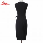 Qiqi Summer Elegant Women Business Dress V-neck Sexy Split black OL Office Work Tunic Bodycon Sheath Casual Pencil Dresses