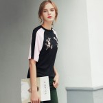 Quintina New Fashion Women Shirt Embroidery O-Neck Summer T-Shirt For Women Harajuku Short Sleeve Women Tops 